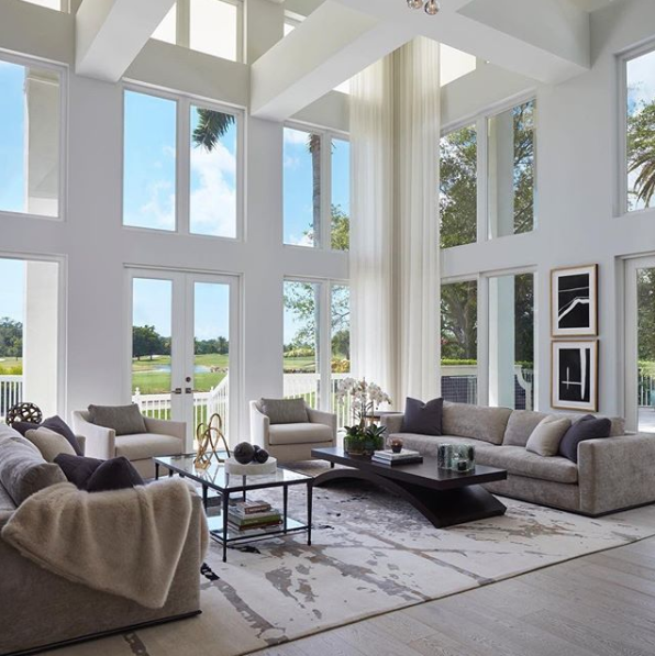 Grand living room with large windows