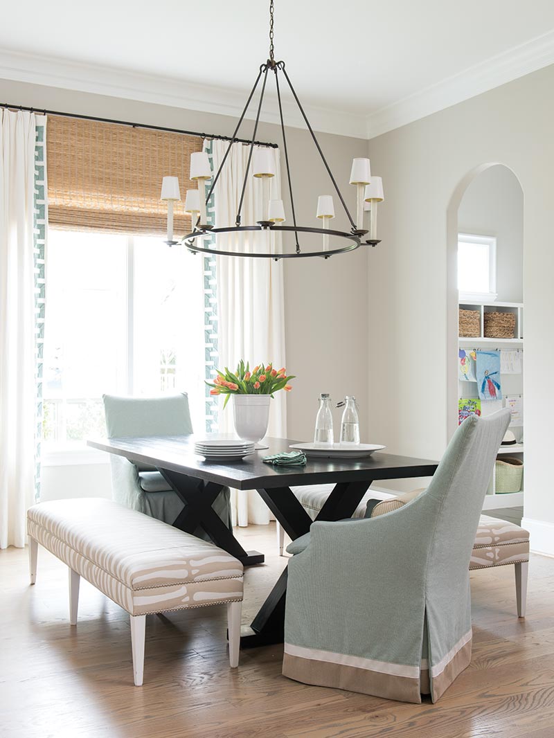 dining room with custom bench seating